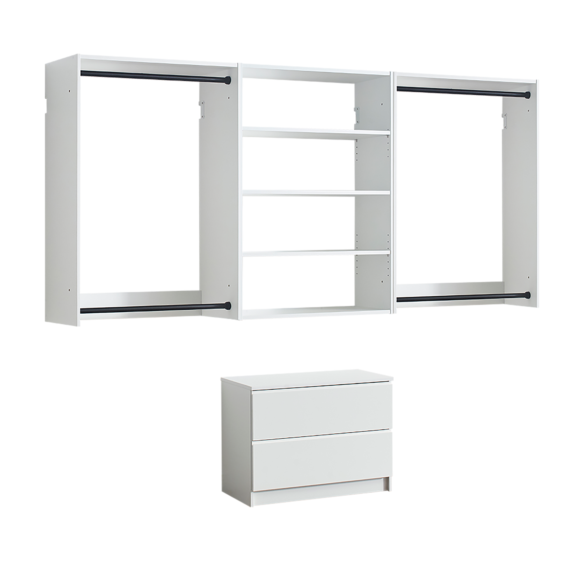 Devi White Wall Mounted Wood Closet System