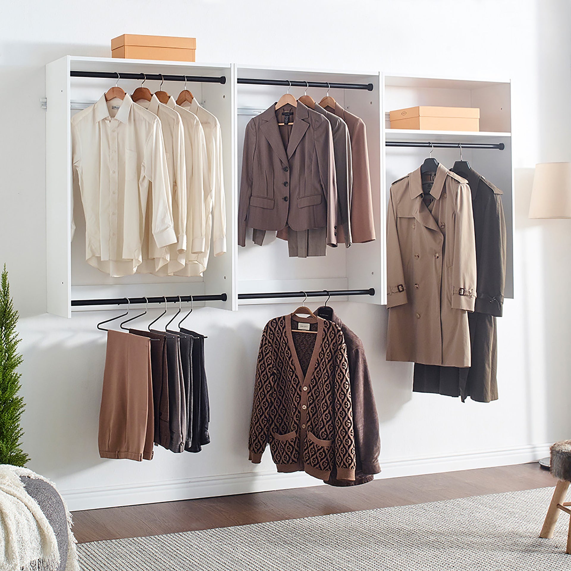 Devi White Wall Mounted Wood Closet System