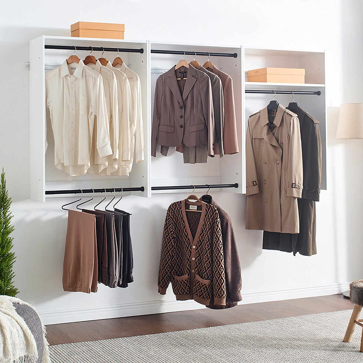 Devi White Wall Mounted Wood Closet System