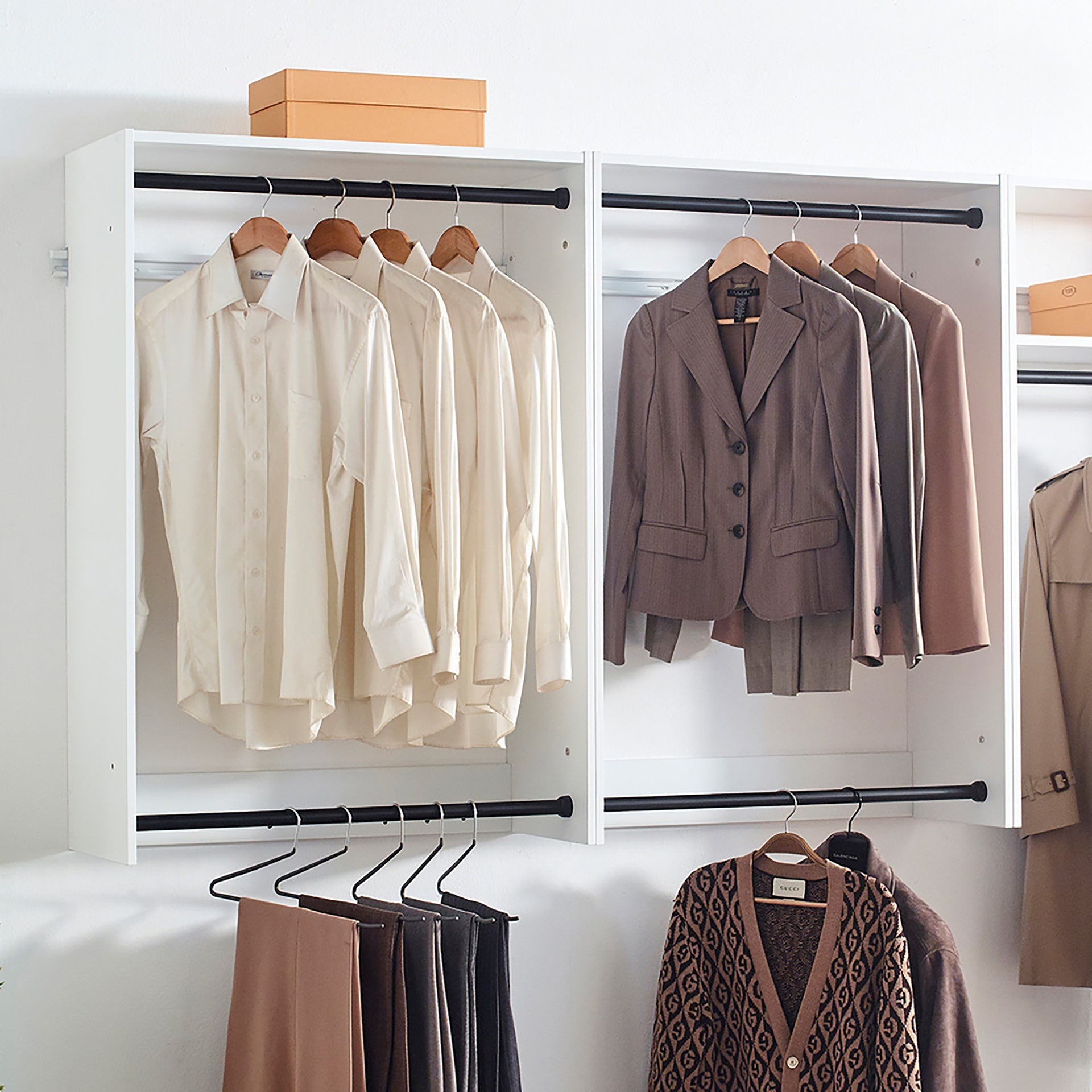 Devi White Wall Mounted Wood Closet System