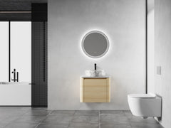24'' Wall-Mounted Bathroom Vanity With Ceramic Art Sink & 1-Soft-Close Door, KD-Packing, Plywood