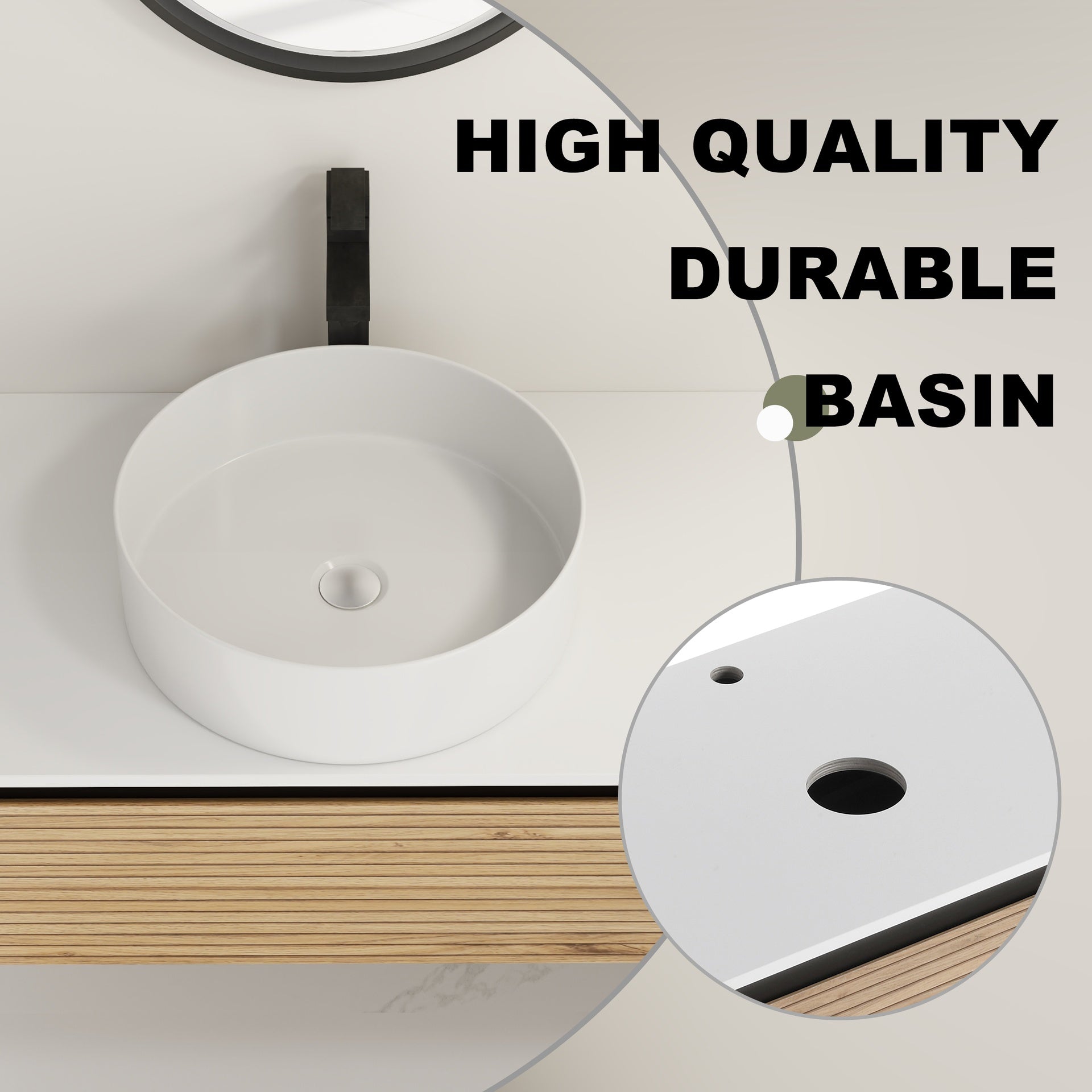36'' Wall-Mounted Bathroom Vanity with White Art Ceramic Sink  & 1-Soft-Close Drawer (KD-Packing)