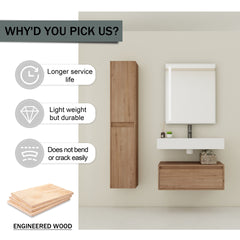 30 inch Wall-Mounted Bathroom  Vanity with Resin Sink and Side Cabinet,Soft Close Drawer (KD-Packing), 09430IMO-SC00112IMOx2 Combination Cabinet