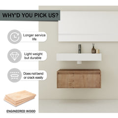 30 inch Wall-Mounted Bathroom  Vanity with Resin Sink,Soft Close Drawer,Float Mounting Design