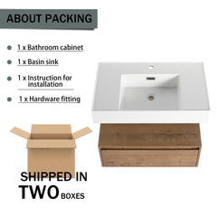 30 inch Wall-Mounted Bathroom  Vanity with Resin Sink,Soft Close Drawer,Float Mounting Design