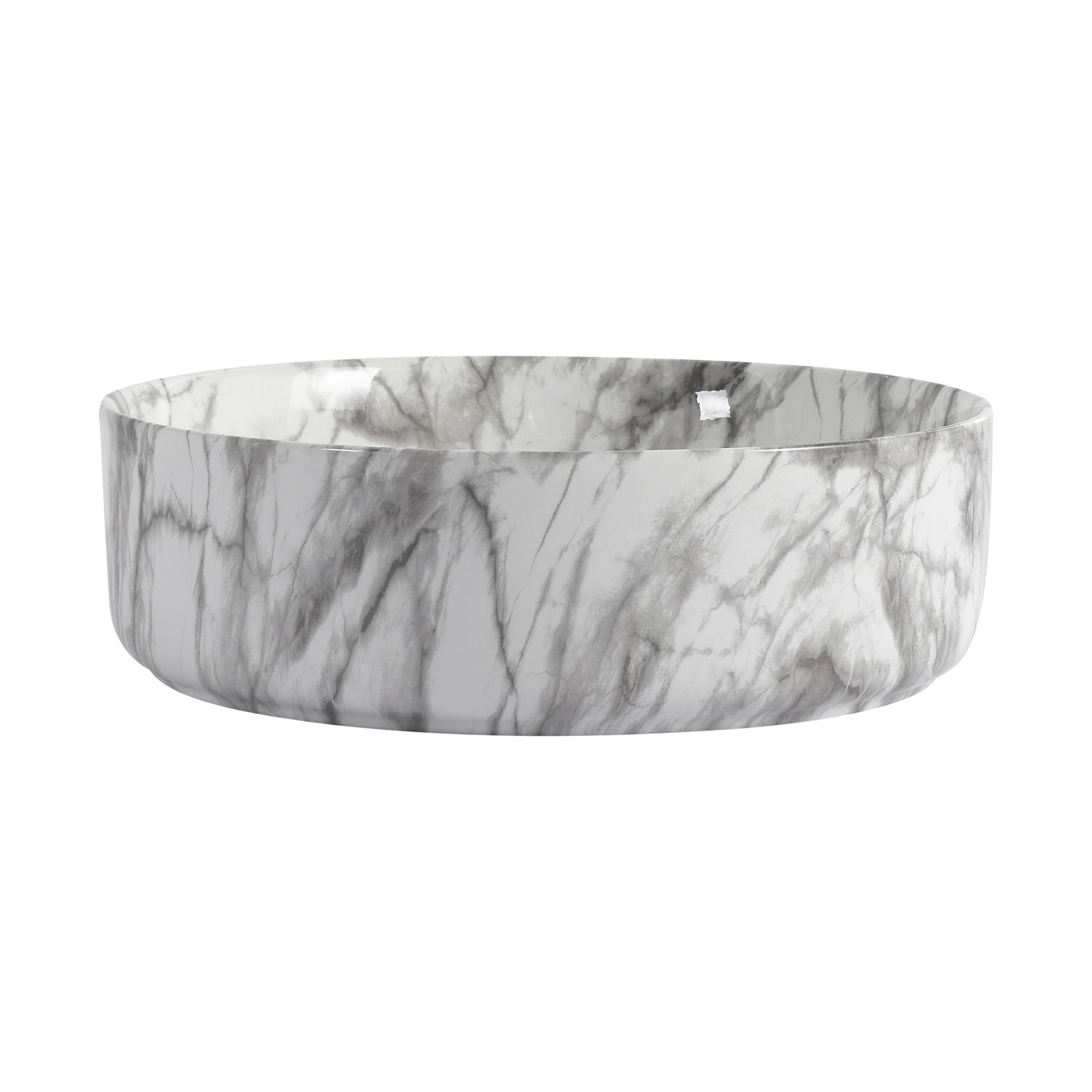 Ceramic Round Above Counter Bathroom Sink Art Basin, White Background With Grey Patterns (BAA0014012QQ)