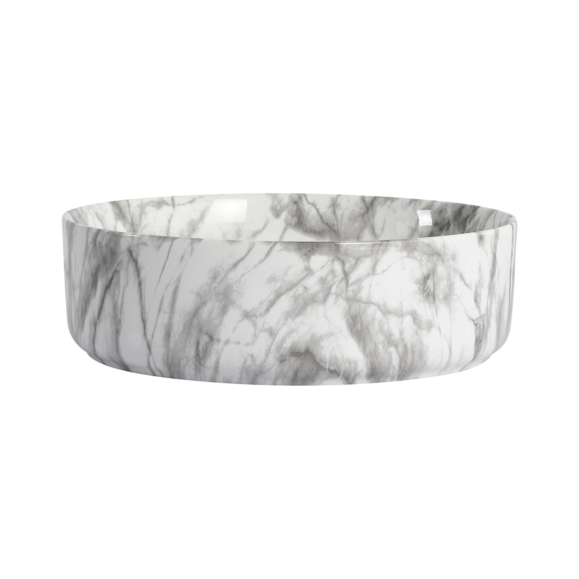 Ceramic Round Above Counter Bathroom Sink Art Basin, White Background With Grey Patterns (BAA0014012QQ)