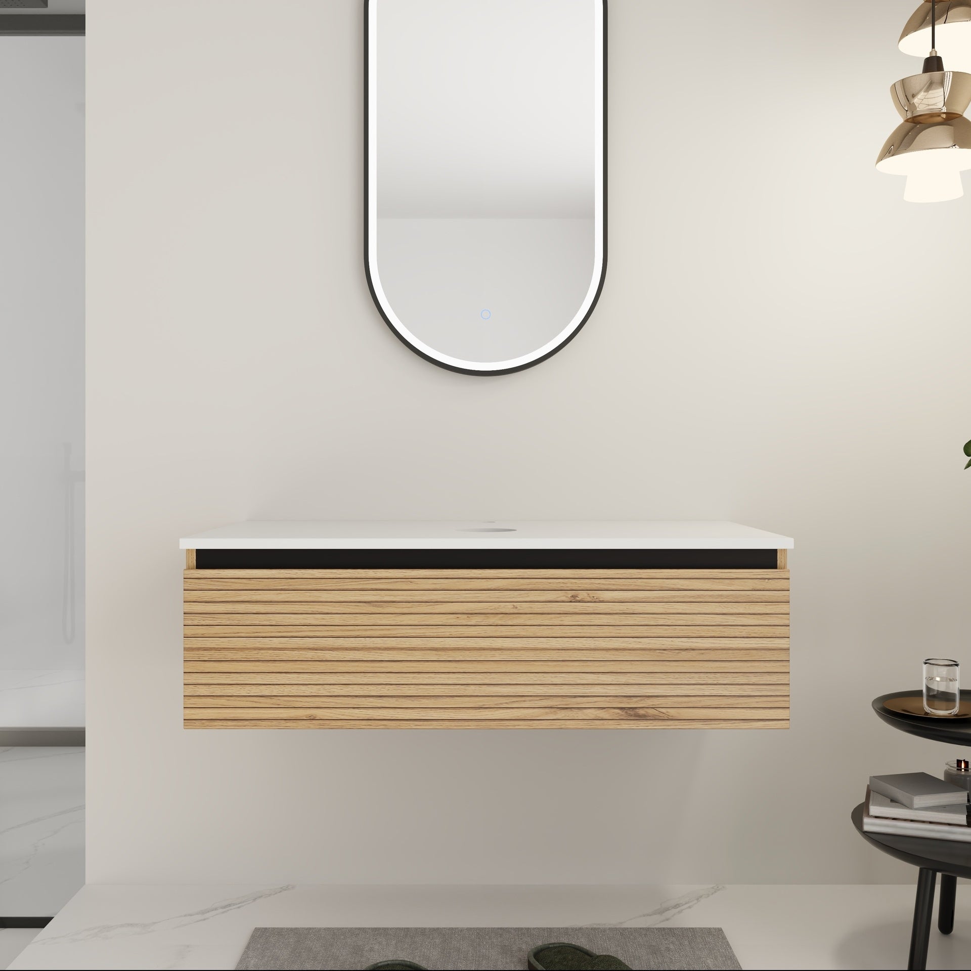 36'' Wall-Mounted Bathroom Vanity & 1-Soft-Close Drawer (Excluding Sink)