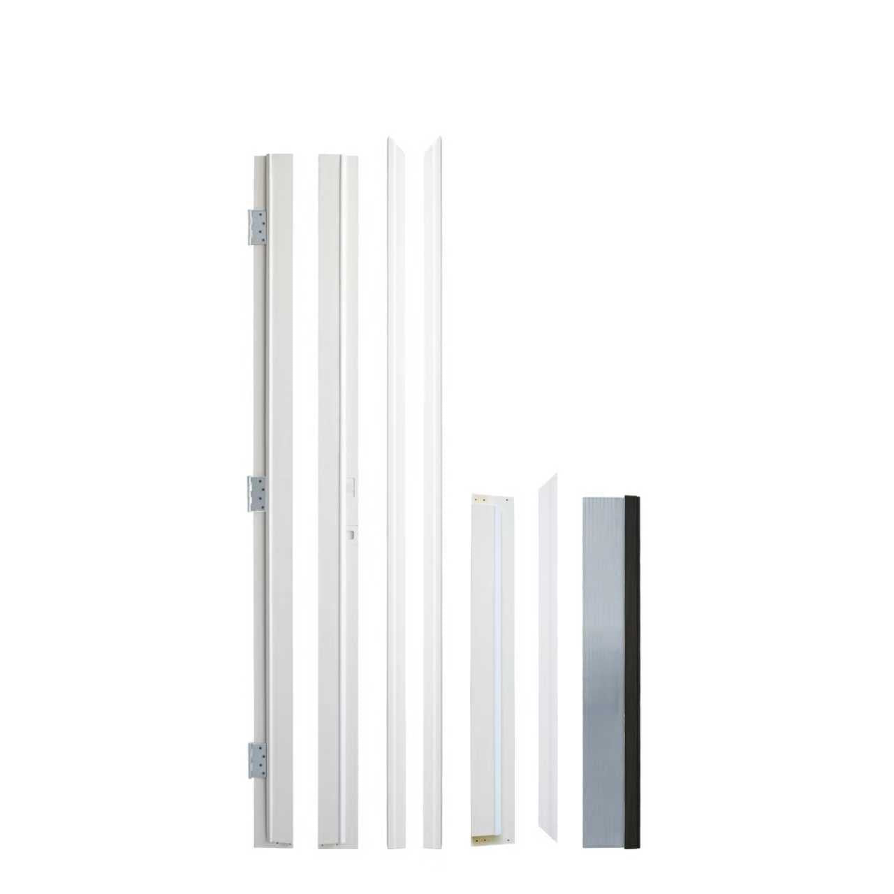 36 x 80 Brush Finished Fiberglass Entry Door with Brickmould,3 Lite Frosted Glass - Modern Style for Home's Front Entrance, 4-9/16 White Vinyl Frame, Right Hand Inswing,White Knock-Down Door