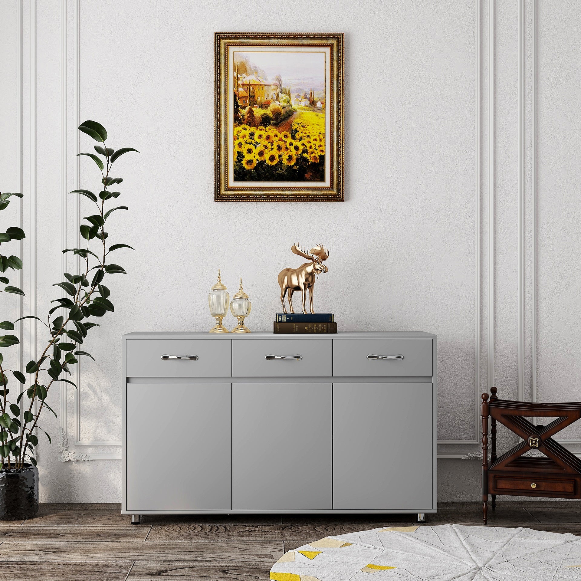 Three Doors Side Table-Grey