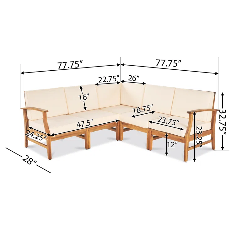 PERLA 5-PCS SOFA SET,CREAM