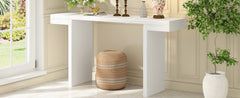 U-Style Large 60-Inch Console Table with Geometric Clean Lines Design,Stylish Entryway Table with Painted Finish and Adjustable Feet,Suitable for Living Room,Entryway,Hallway.