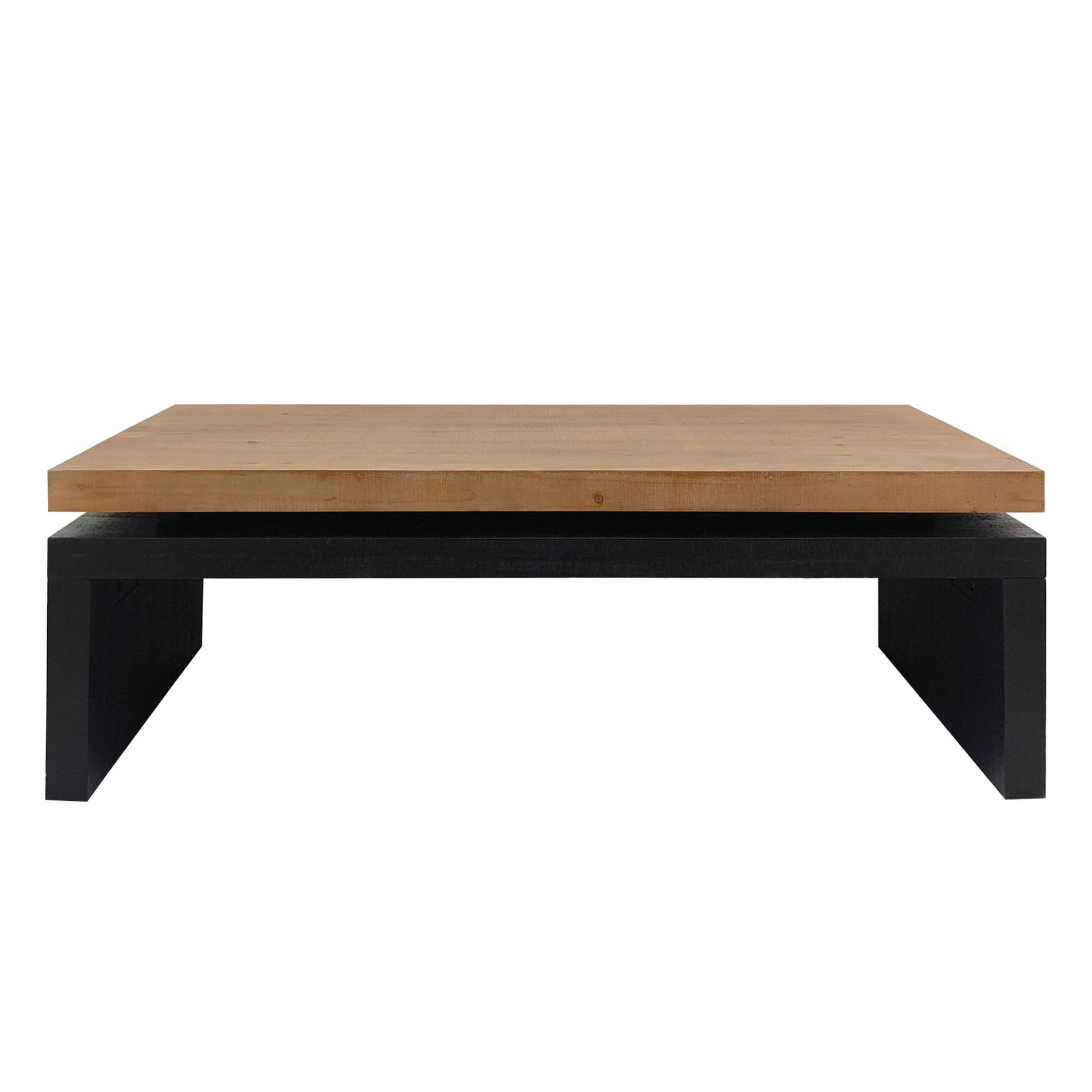 Modern Industrial Coffee Table – Two-Tone Wood Center Table with Floating Top Design 47.6" L * 23.6" W * 16.3" H