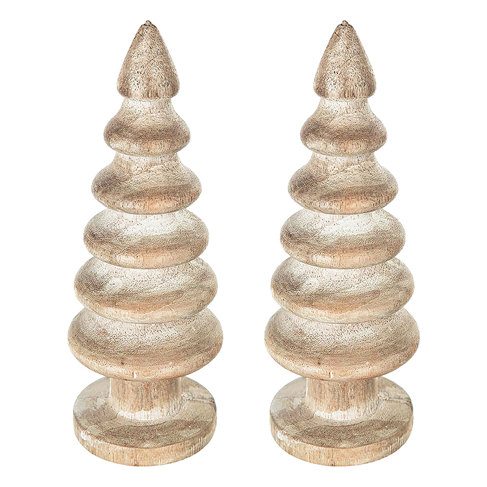 D2.6x7.7" Wooden Tree Table Decor, 2 Pack