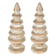 D2.6x7.7" Wooden Tree Table Decor, 2 Pack