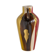 7.4x6.4x12.4" Ceramic Amphora Vase with Abstract Multicolored Finish