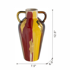 7.4x6.4x12.4" Ceramic Amphora Vase with Abstract Multicolored Finish