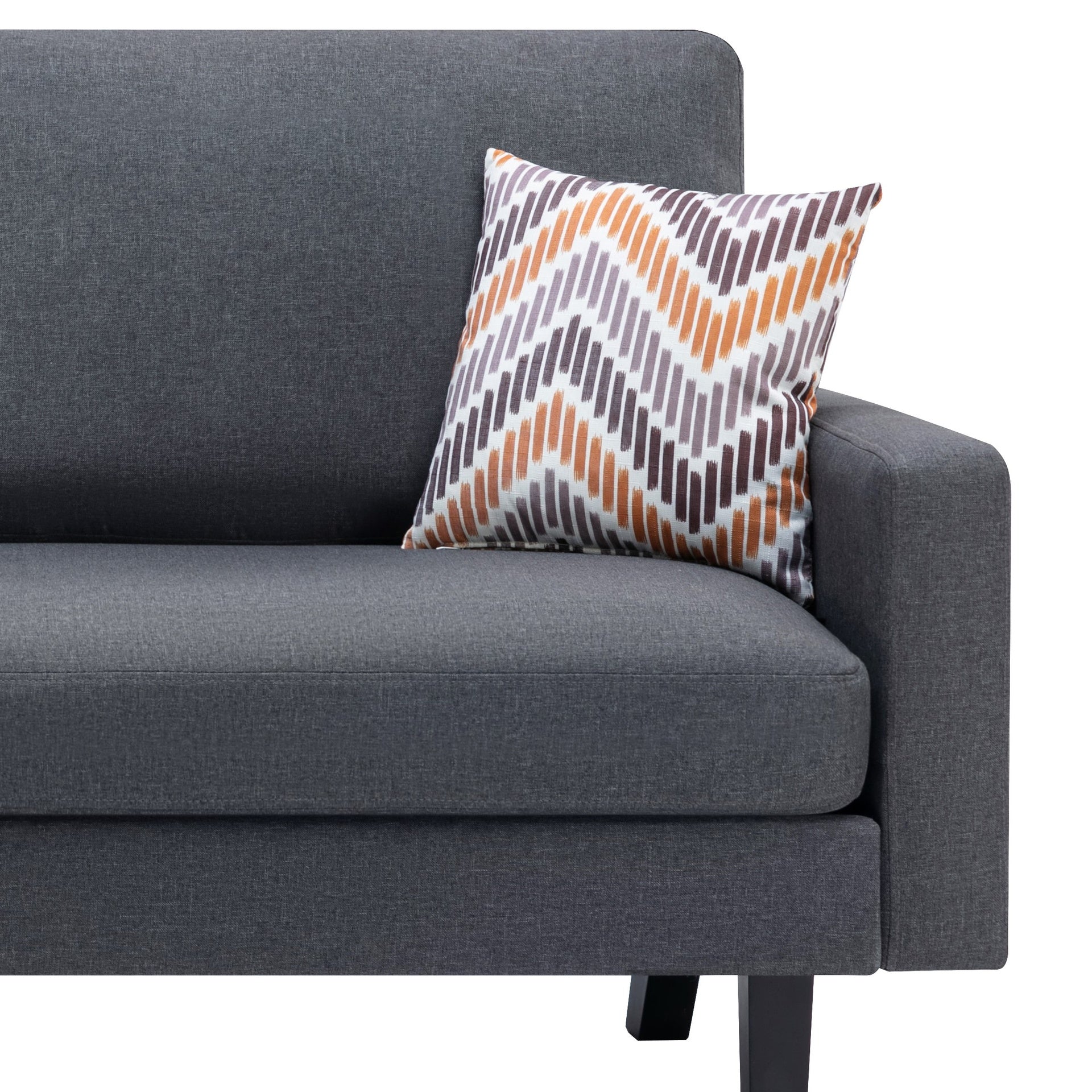 Bahamas 70" Dark Gray Linen Sofa with 2 Throw Pillows