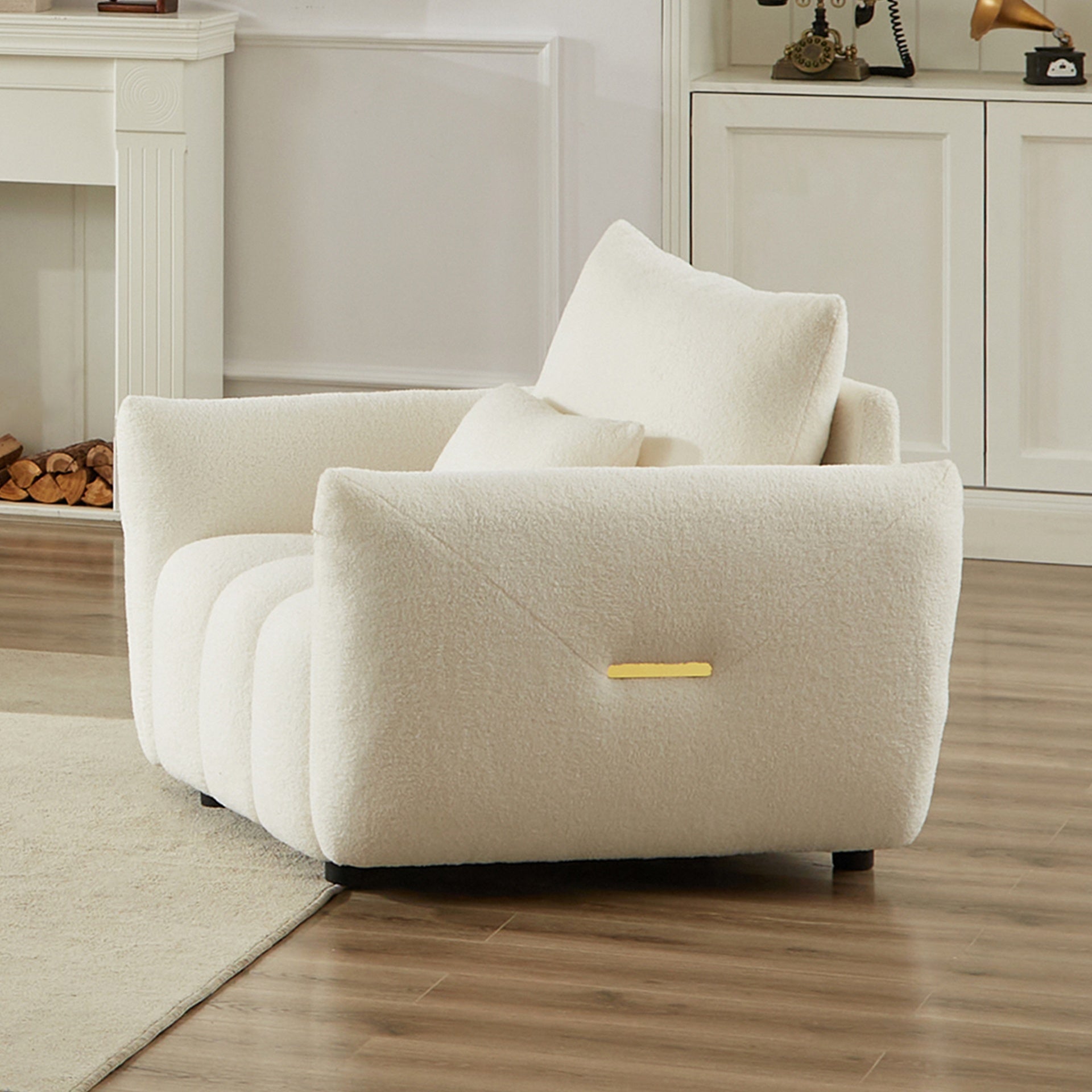 MH35.24''Teddy Fabric Sofa, Modern Lounge Chair, Upholstered with One Pillow for Apartment, Office, Living Room and Bedroom
