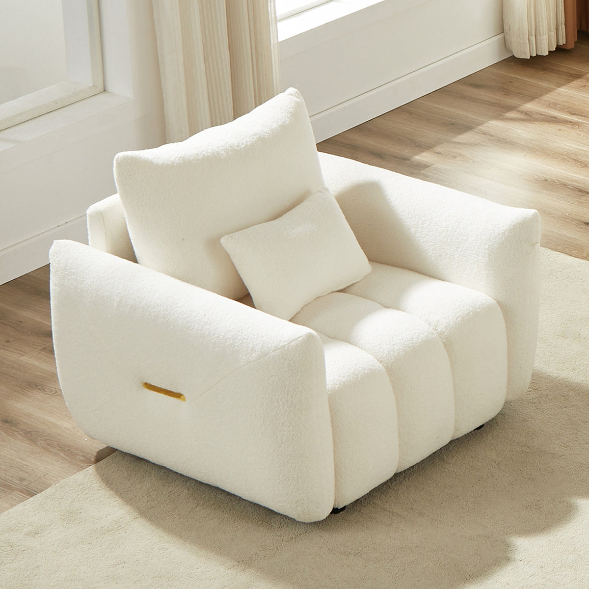 MH35.24''Teddy Fabric Sofa, Modern Lounge Chair, Upholstered with One Pillow for Apartment, Office, Living Room and Bedroom