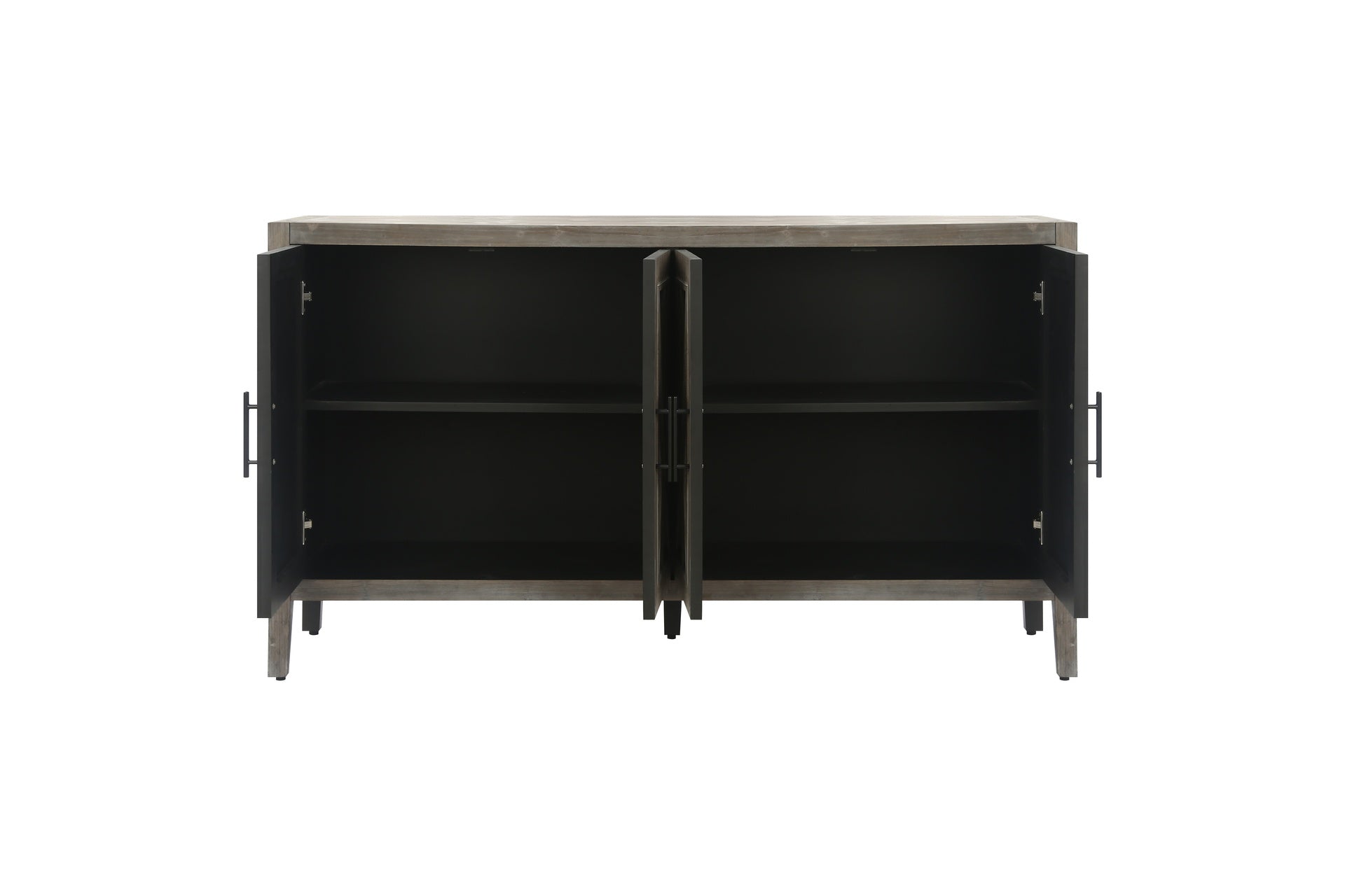 60 inches Modern Farmhouse Accent Cabinet with 4 Doors and Adjustable Shelf Wood Sideboard Buffet Cabinet Console Table Credenza Buffet Table for Kitchen Dining Room Entryway Hallway(Antique Brown)