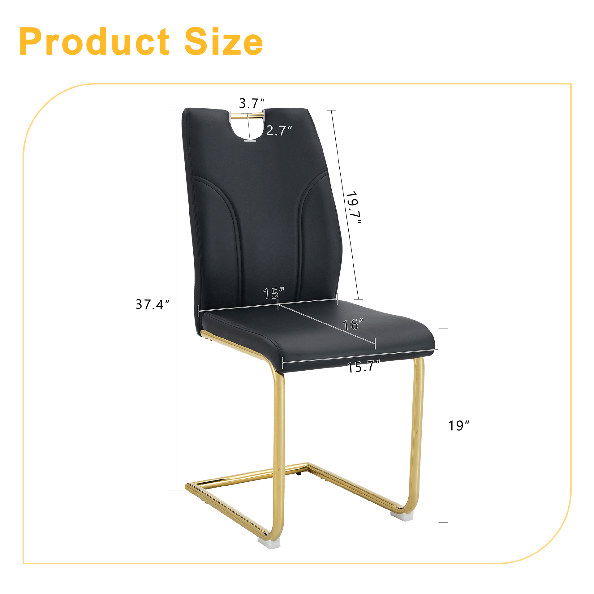 Black PU Dining Chair Set.Uniquely designed black dining chairs. PU material, paired with gold metal chair legs. Suitable for offices, restaurants, kitchens, conference rooms, etc.(Set of 4)