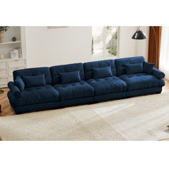 Super Comfort Oversized Modular Velvet Sectional Sofa Couch with Movable Ottoman,Corner Sectional with Bolstered Armrests, Deep Seat Cloud Couch, Convertible L Shaped Couch for Living Room Blue