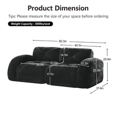 2-Piece Sofa Set Comfy Sofa Couch,  2+2 Seater Sofa Set,Deep Seat Sofa,Soft Velvet Fabric,32D High Density Sponge  Bottom,No Assembly Required, Modern Sofa Set for Living Room,Black