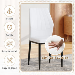 Set of 4 Black - and - White Dining Chairs, 37 inches High: Ergonomic PU Backrest, Combines Comfort and Style.Perfectly blends comfort and elegance, Injecting more comfort and style into dining time.