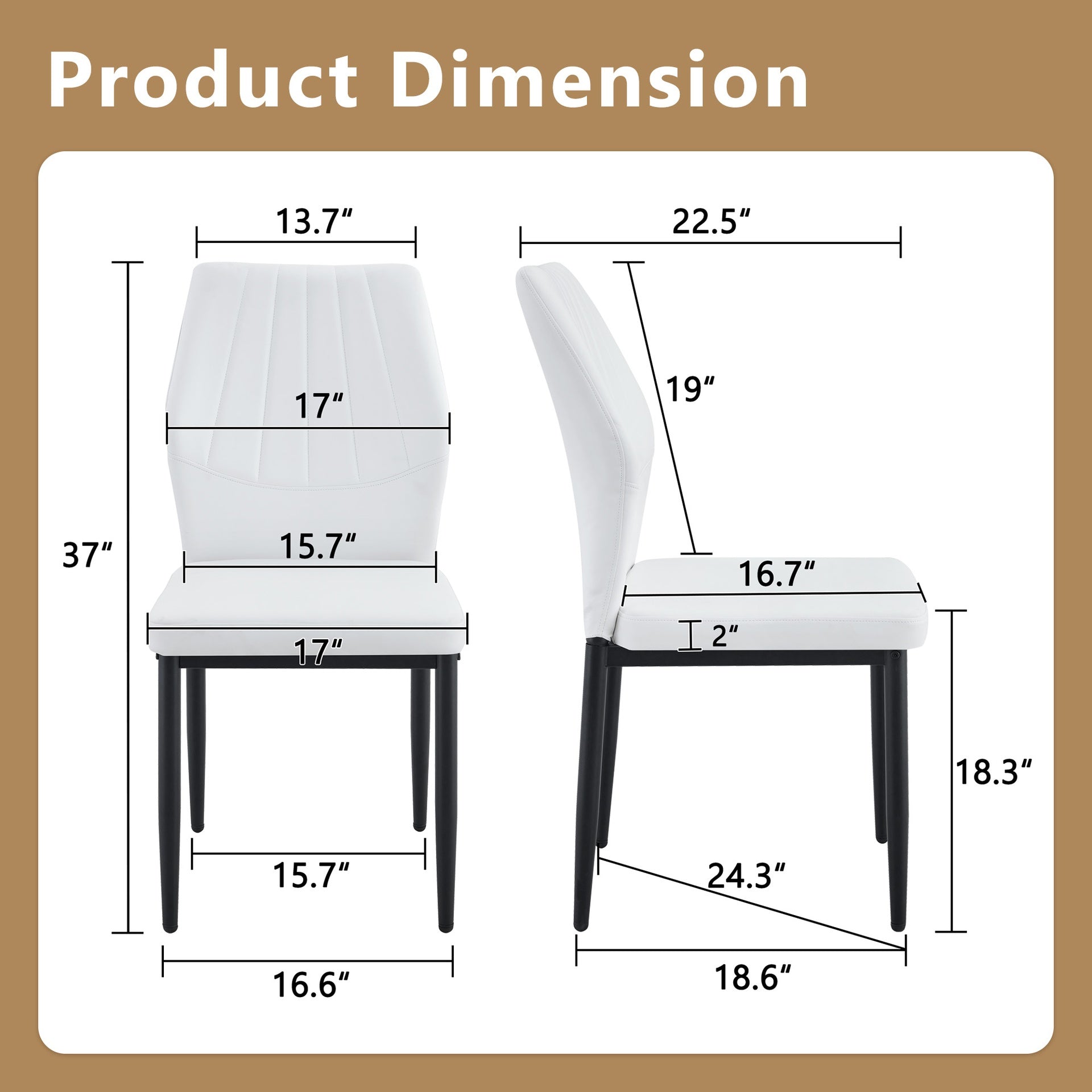 Set of 4 Black - and - White Dining Chairs, 37 inches High: Ergonomic PU Backrest, Combines Comfort and Style.Perfectly blends comfort and elegance, Injecting more comfort and style into dining time.