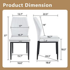 Set of 4 Black - and - White Dining Chairs, 37 inches High: Ergonomic PU Backrest, Combines Comfort and Style.Perfectly blends comfort and elegance, Injecting more comfort and style into dining time.