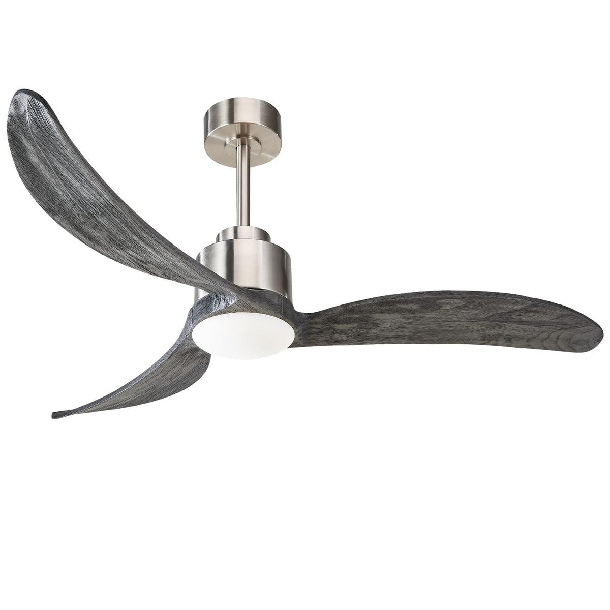 52" Ceiling Fan with LED Light Remote Control,Quiet DC Motor 6 Speed Levels,Adjust Height( 2 PCS Rod) Reversible Ceiling Fan, for Patio Living Room, Bedroom, Office,Indoor.(Nickel +Wood)