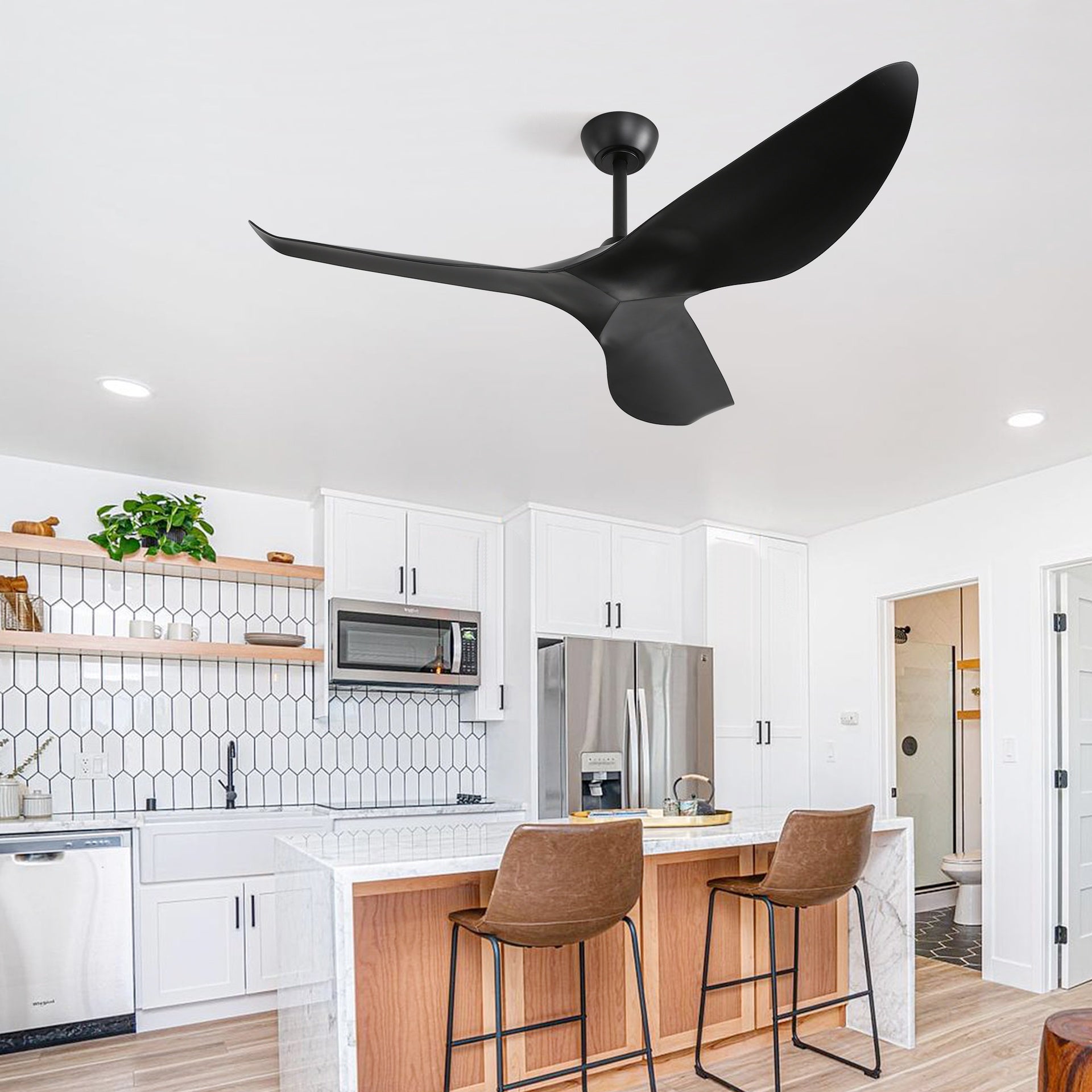 52 Inch Indoor ABS Ceiling Fan With 6 Speed Remote Control Reversible DC Motor For Home