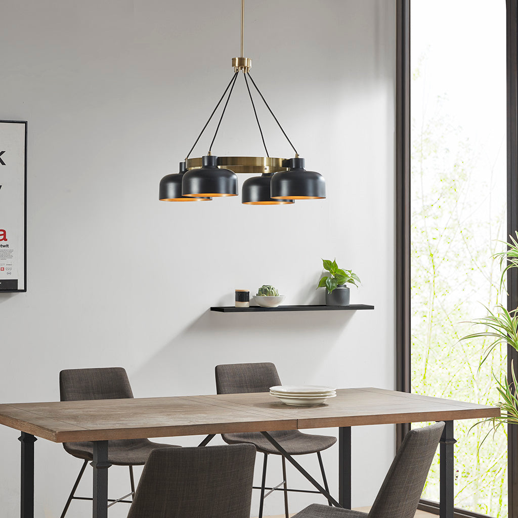 4-Light Metal Shade Chandelier