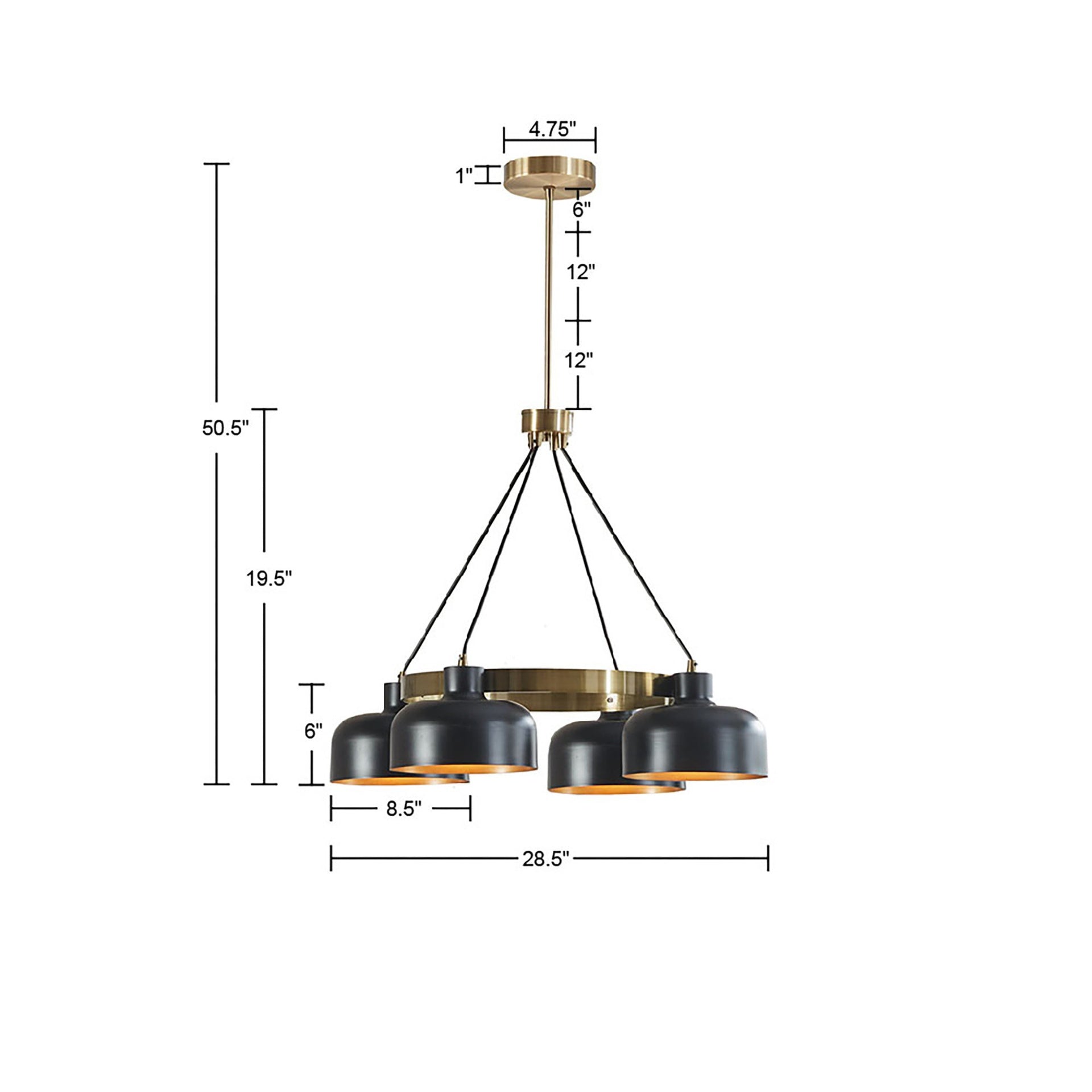 4-Light Metal Shade Chandelier