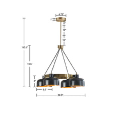 4-Light Metal Shade Chandelier