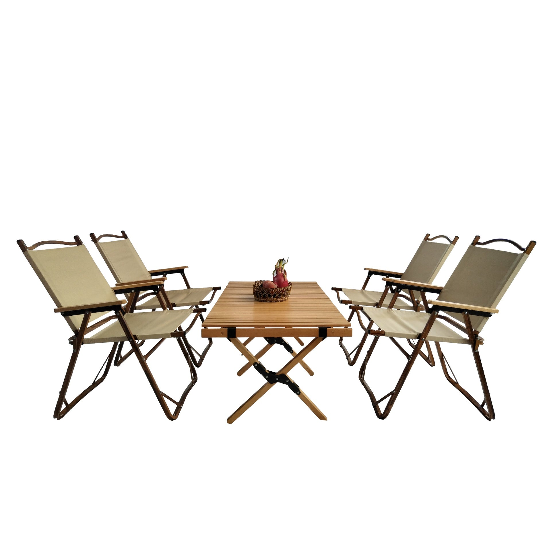 Multi-Function Foldable and Portable Dining Set, 1 Dining Table & 4 
Folding Chairs, Indoor and outdoor universal ,Natural