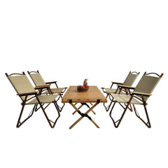 Multi-Function Foldable and Portable Dining Set, 1 Dining Table & 4 
Folding Chairs, Indoor and outdoor universal ,Natural