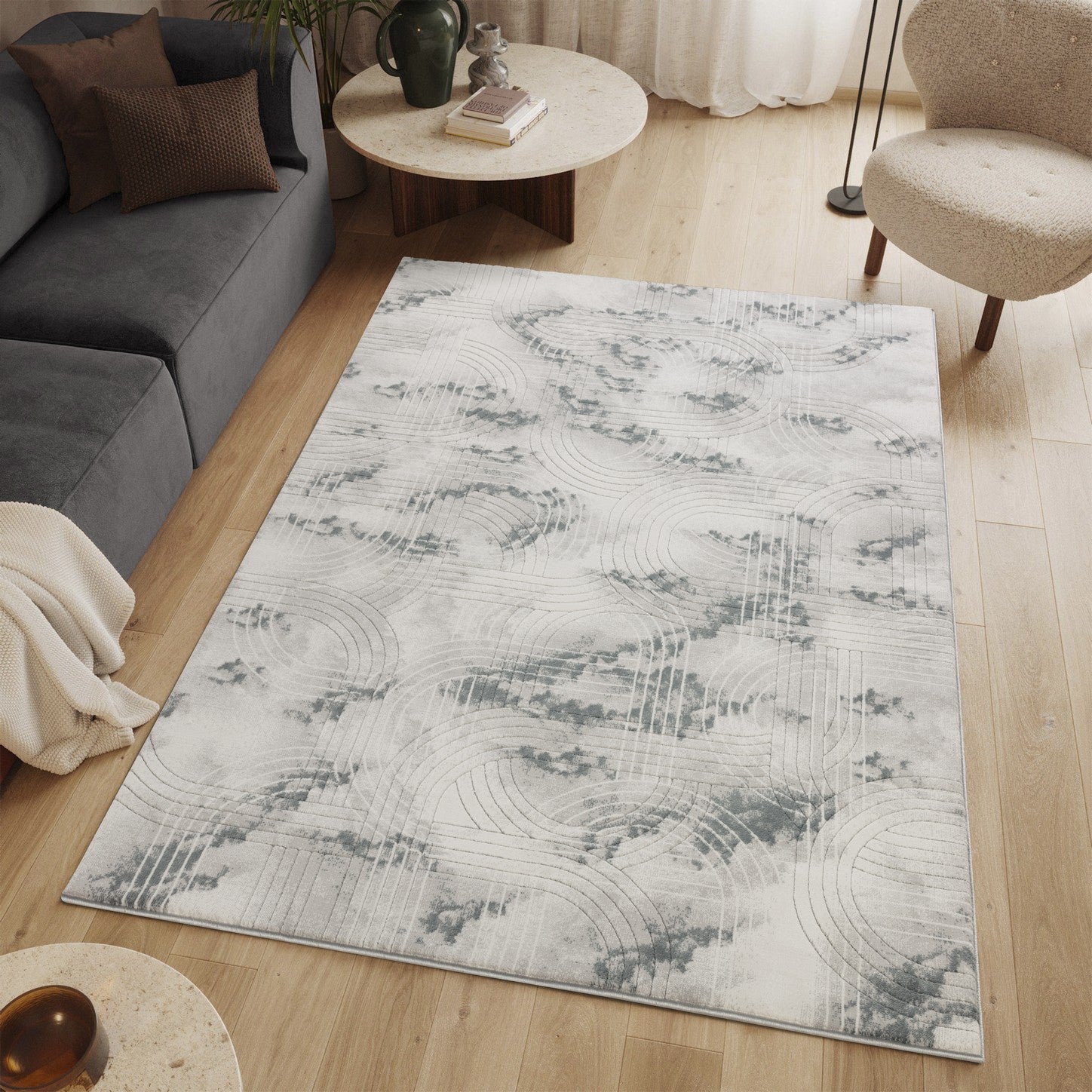 Geometrix GC_DIM1003 Gray 5 ft. 3 in. x 7 ft. 3 in. Area Rug
