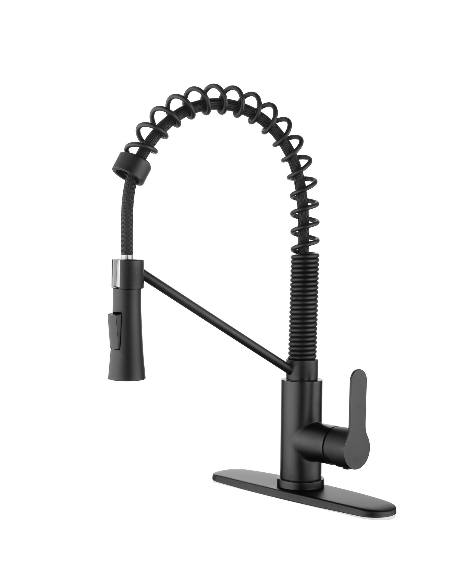 Matte Black Kitchen Faucet Single Handle Kitchen Sink Faucet with Pull Down Sprayer Utility Sink Faucet Single Hole for Laundry Sink Stainless Steel 1.8 GPM