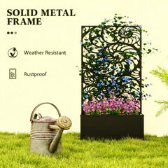 Freestanding or Wall Mounted Flower Bed,Metal Garden Bed with Trellis for Climbing Plants