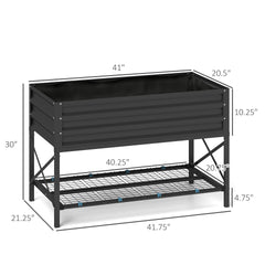 Metal Planter Box,Galvanized Raised Garden Bed,with Legs,Storage Shelf and Bed Liner