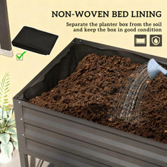 Metal Planter Box,Galvanized Raised Garden Bed,with Legs,Storage Shelf and Bed Liner
