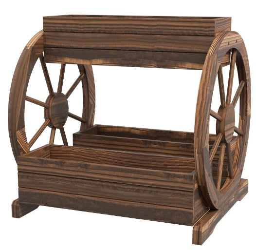 Outdoor Planter,Wooden Wagon Planter Box,3-Tier Raised Garden Bed,for Vegetables Flowers Herbs