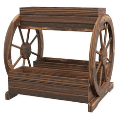 Outdoor Planter,Wooden Wagon Planter Box,3-Tier Raised Garden Bed,for Vegetables Flowers Herbs