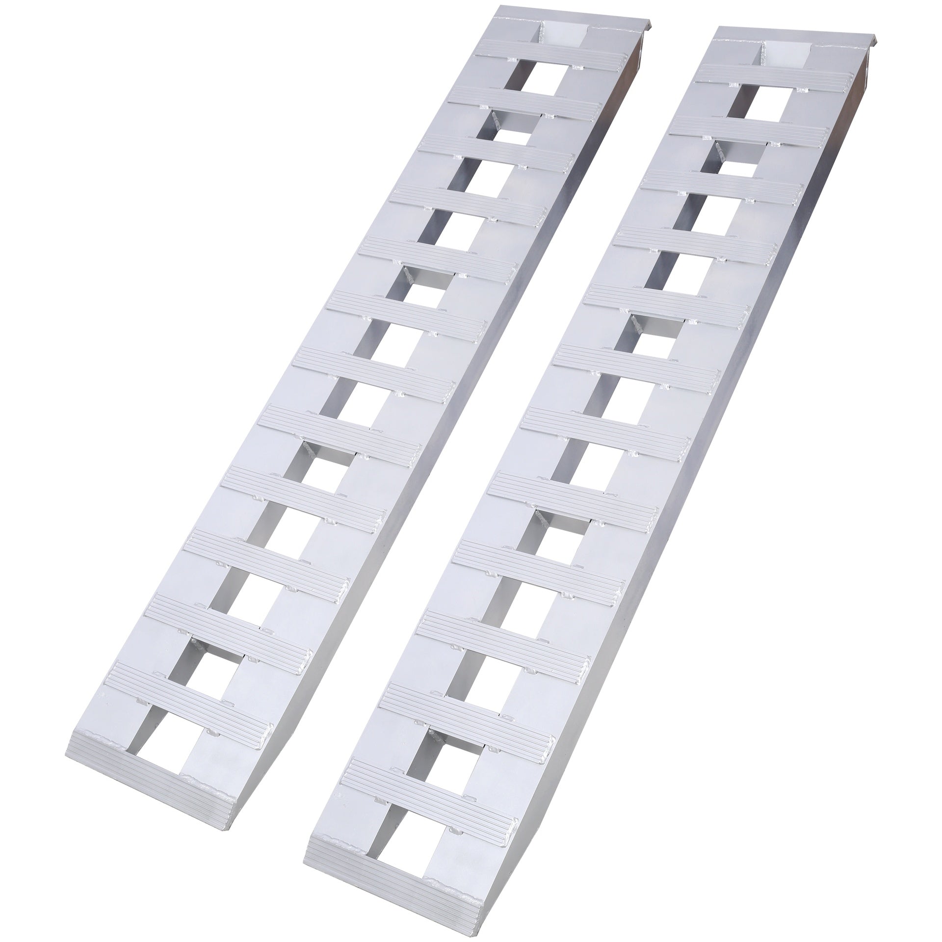 Heavy-Duty Ramps with Top Hook Attaching End, Universal Loading Ramp for Motorcycle, Tractor, ATV/UT 72" X 14" 6600 LBS 1 Pair 2 Ramps Silver Aluminum
