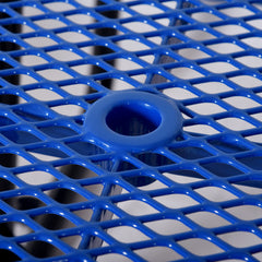 Square Outdoor Steel Picnic Table 46" blue ,with umbrella pole