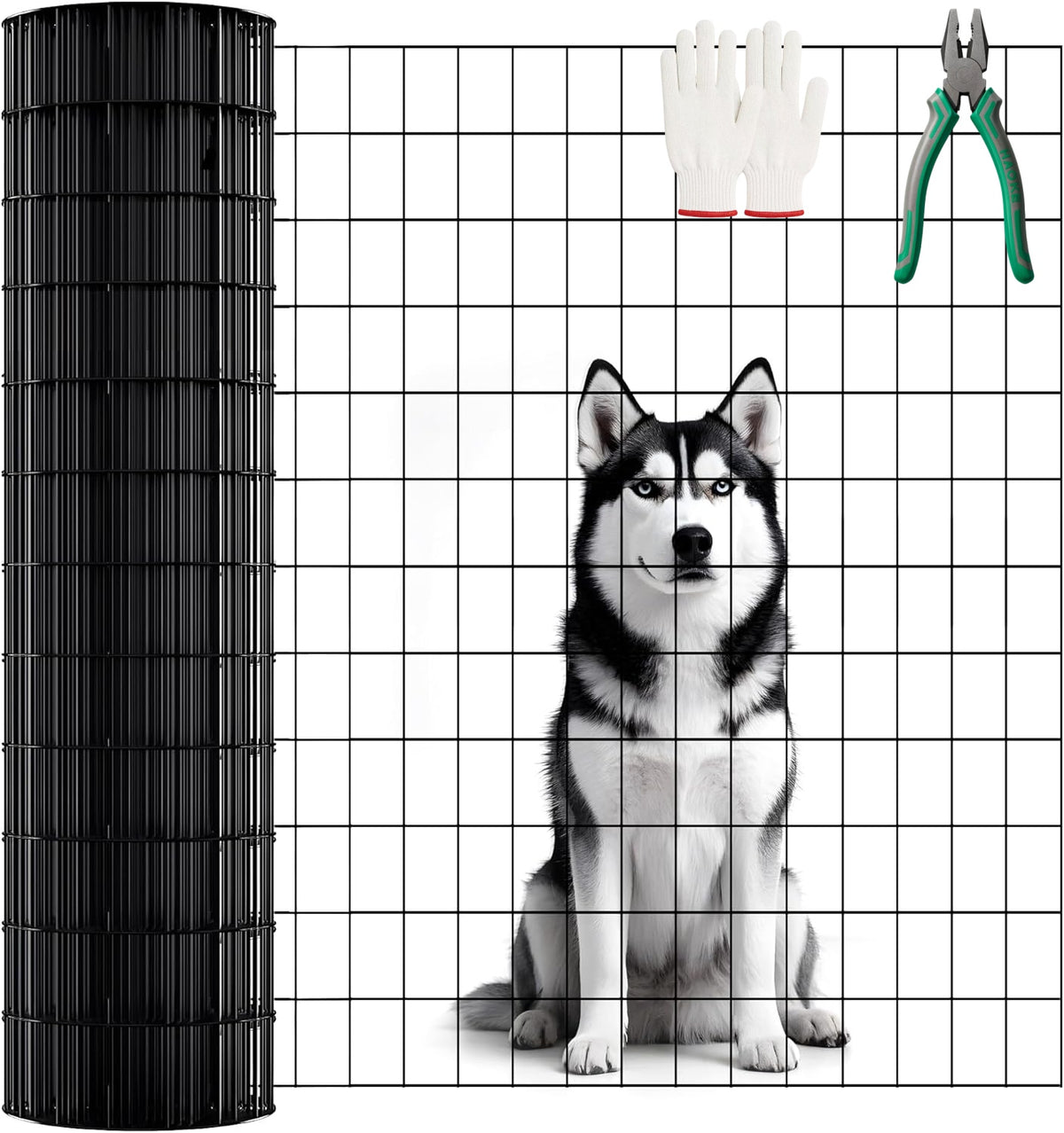 40 INCH × 99 FT black vinyl-coated metal mesh, 16 gauge 2/3 inch black PVC metal mesh, black welded wire mesh support, poultry cage protective fence
