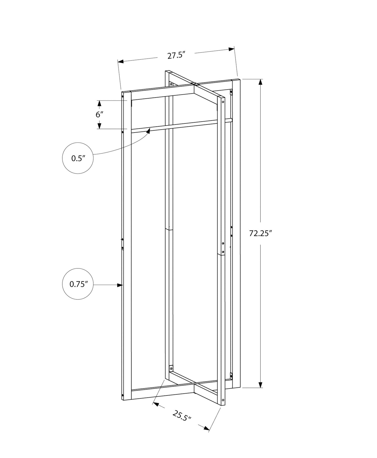 Coat Rack, Hall Tree, Free Standing, Hanging Bar, Entryway, 72"h, Bedroom, White Metal, Contemporary, Modern