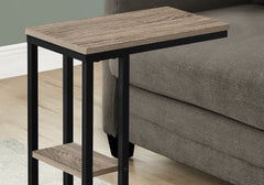 Accent Table, C-shaped, End, Side, Snack, Living Room, Bedroom, Brown Laminate, Black Metal, Contemporary, Modern